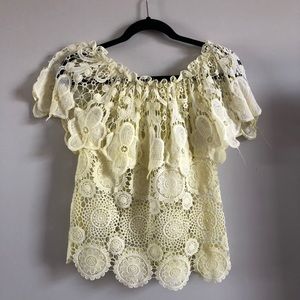 Yellow lace off the shoulder